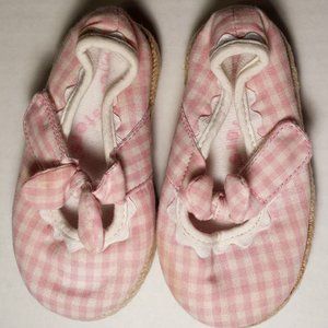 Baby Girl's Size 3 Braided Soled Pink Gingham Coasters Walking/ Dress Shoes